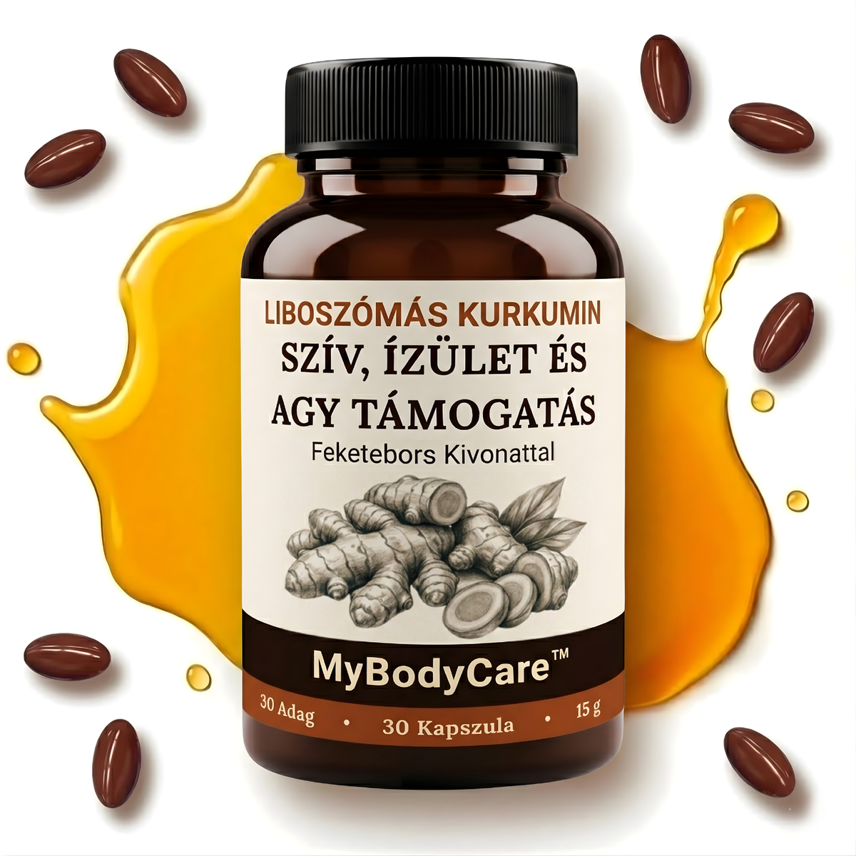 Liposzómás BIO Kurkumin Olaj Feketebors Kivonattal